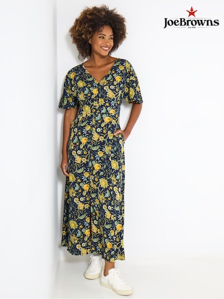 Joe Browns Blue Petite Autumn Floral Button Through Maxi Dress (V10103) | £70