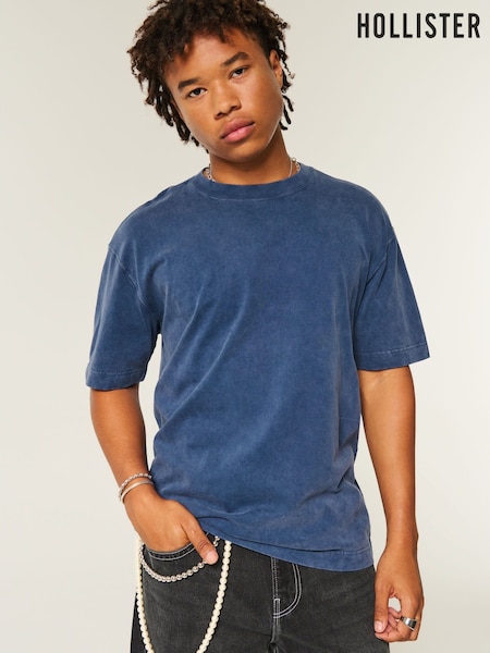 Hollister Blue Boxy Crew Neck T-Shirt (V10196) | £23