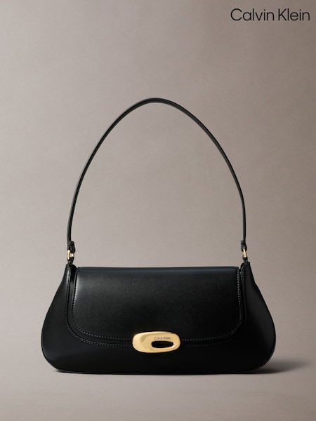Calvin Klein Black Top Flap Shoulder Bag (V10204) | £140