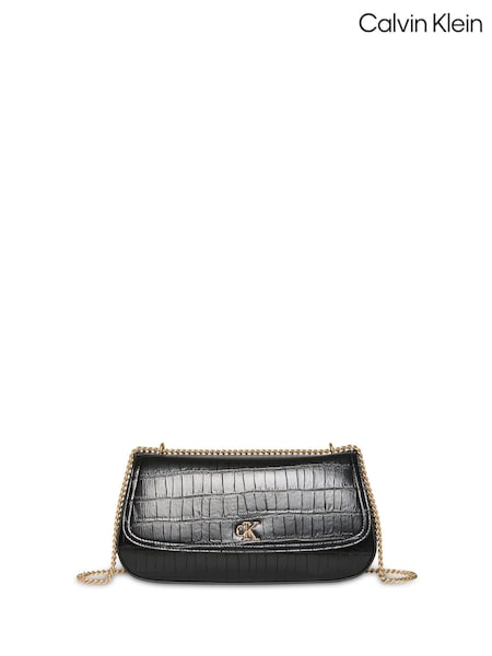 Calvin Klein Black Croc Convertible Chain Bag (V10215) | £150