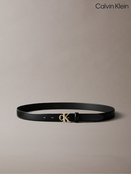 Calvin Klein Black Full Grain Leather Logo Belt (V10232) | £55
