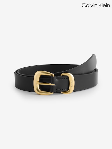 Calvin Klein Black Full Grain Leather Chunky Buckle Belt (V10235) | £45