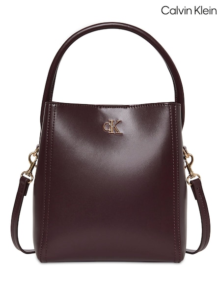 Calvin Klein Brown Monogram Logo Hardware Bucket Bag (V10236) | £130