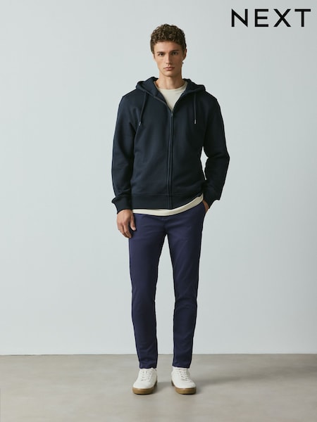 Dark Blue - Skinny Fit Cotton Rich Stretch Chinos