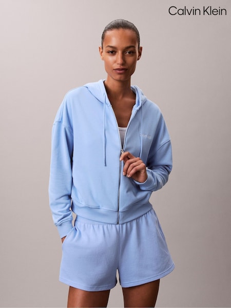 Calvin Klein Blue Cotton Terry Blend Zip Lounge Hoodie (V10306) | £65