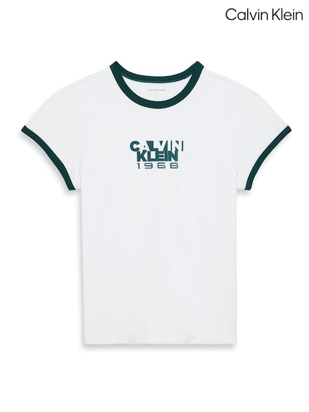 Calvin Klein White 1968 Logo Graphic Baby T-Shirt (V10332) | £40