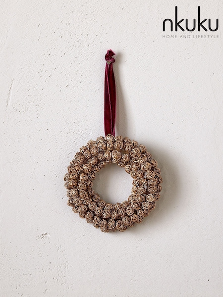 Nkuku Brass Madhi Mini Wreath Bauble (V10358) | £15