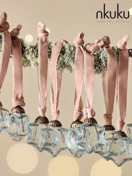 Nkuku Clear Sardi Star Christmas Baubles (V10365) | £30