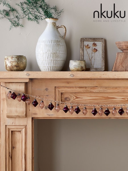 Nkuku Ruby and Copper Ekiti Bauble Christmas Garland (V10369) | £45