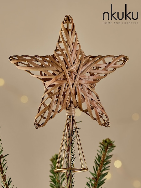 Nkuku Natural Katana Cane Christmas Tree Topper Decoration (V10382) | £25
