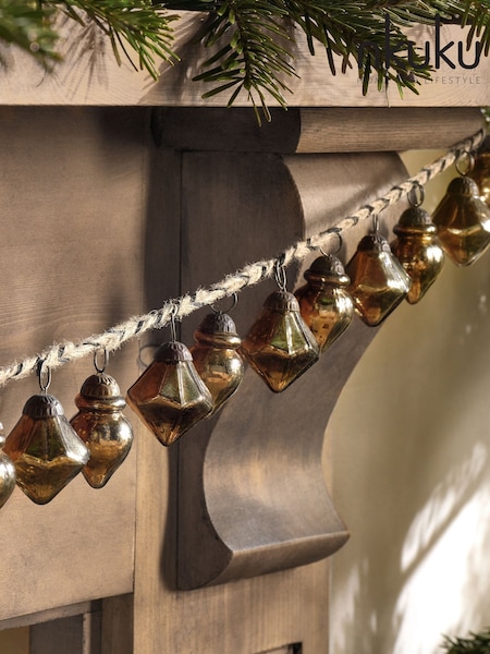 Nkuku Gold Ekiti Bauble Christmas Garland (V10390) | £45