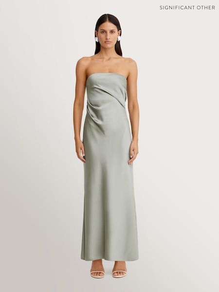 Significant Other Grey Lucile Satin Strapless Maxi Dress (V10426) | £335