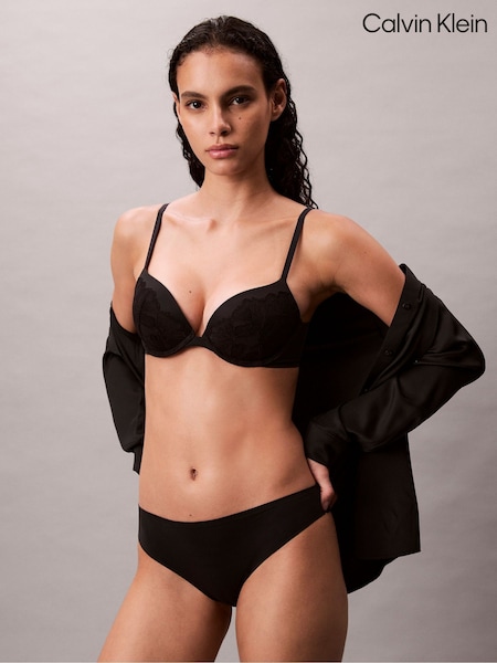 Calvin Klein Black Push Up Perfectly Fit Lace Plunge Bra (V10478) | £44