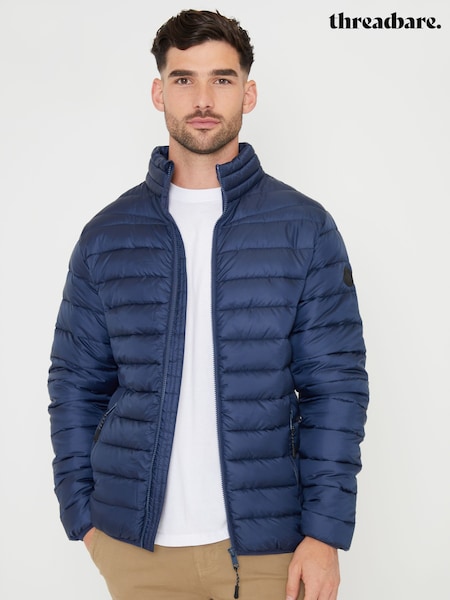Threadbare Blue Matte Finish Padded Funnel Neck Jacket (V10492) | £40
