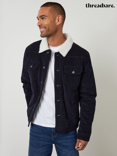 Threadbare Blue Borg Lined Corduroy Jacket (V10495) | £45