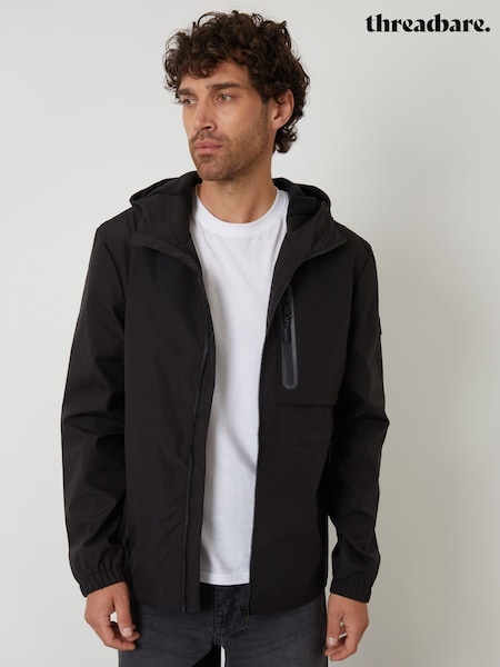 Threadbare Black Showerproof Hooded Microfleece Lined Jacket (V10509) | £45