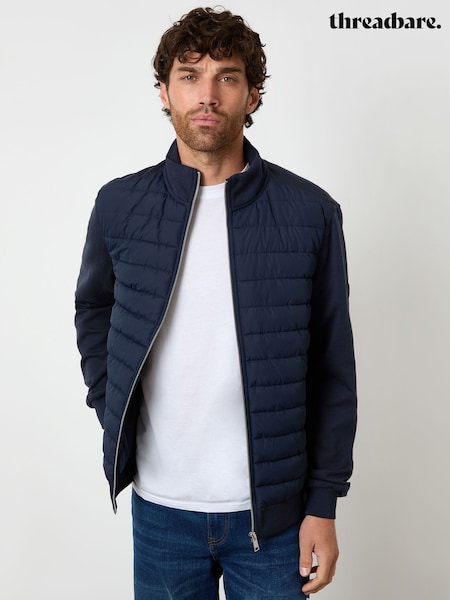 Threadbare Blue Quilted Hybrid Funnel Neck Jacket (V10513) | £40