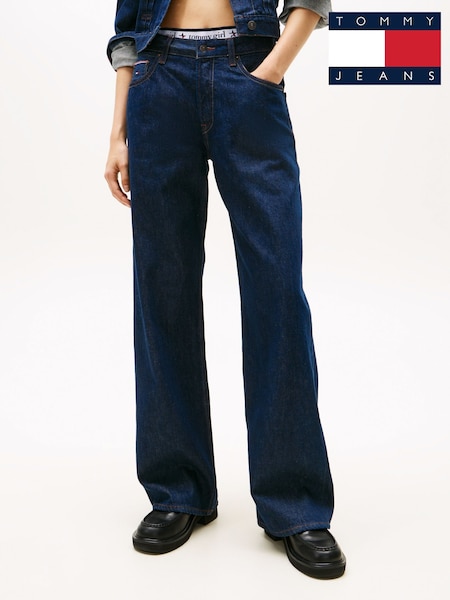 Tommy Jeans Blue Mia Mid Rise Relaxed Straight Jeans (V10535) | £110
