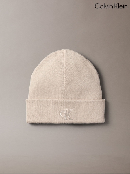 Calvin Klein Grey Signature Logo Beanie (V10578) | £30