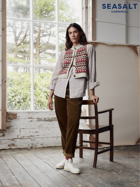 Seasalt Cornwall Red Dawson Pick Fair Isle Vest (V10598) | £76