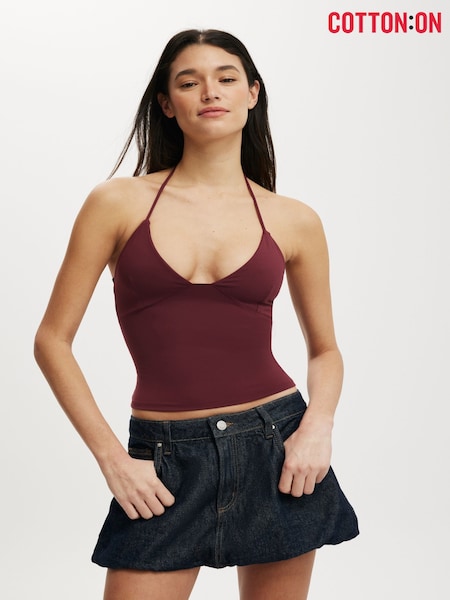 Cotton On Red Hold Me Halter Top (V10749) | £18