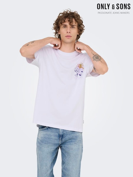 Only & Sons White Backprint Graphic T-Shirt (V10753) | £22