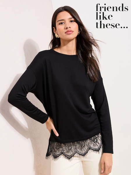 Friends Like These Black Lace Hem Tunic (V10819) | £28
