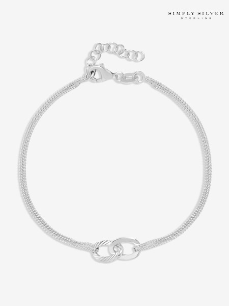 Simply Silver 925 Sterling Silver Diamond Cut Interlink Bracelet (V10920) | £40