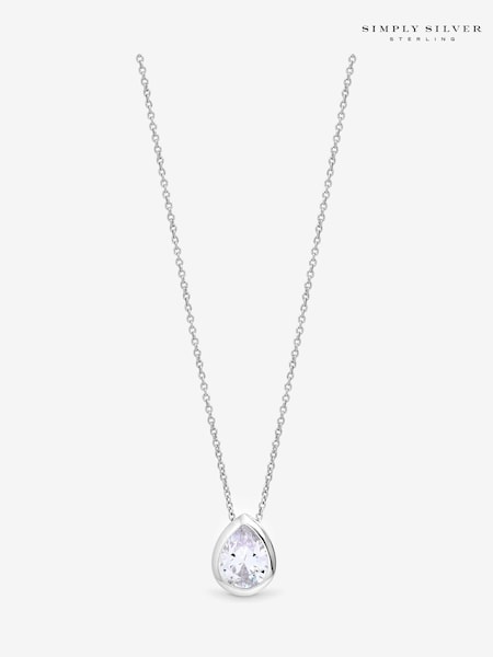 Simply Silver 925 Sterling Silver Cubic Zirconia Pear Pendant (V10928) | £30