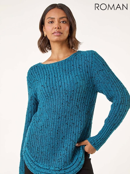 Roman Blue Curved Hem Stitch Knit Jumper (V10969) | £40