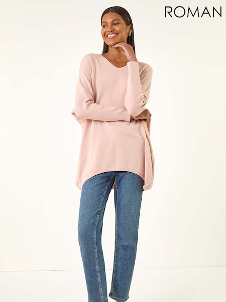 Roman Pink Lace Back V-Neck Tunic (V10982) | £42