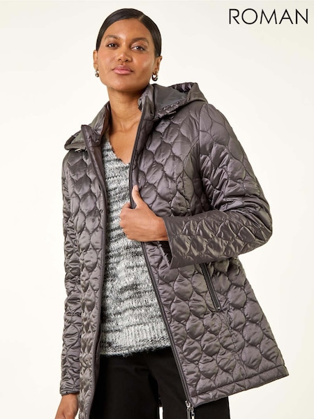 Roman Grey Hooded Quilted Puffer Coat (V10990) | £65
