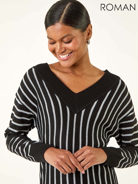 Roman Black Metallic Stripe Knit Jumper (V11002) | £42