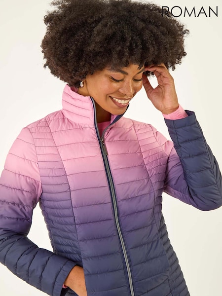 Roman Purple Ombre Funnel Neck Padded Coat (V11027) | £68
