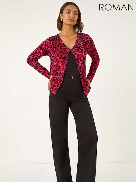 Roman Red Hotfix Animal Print Knit Cardigan (V11123) | £45
