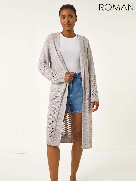 Roman Grey Soft Chenille Hooded Cardigan (V11130) | £48