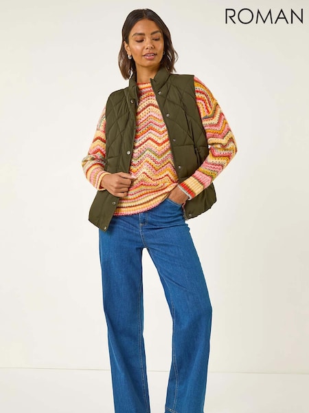 Roman Green Diamond Padded Button Jacket (V11140) | £65