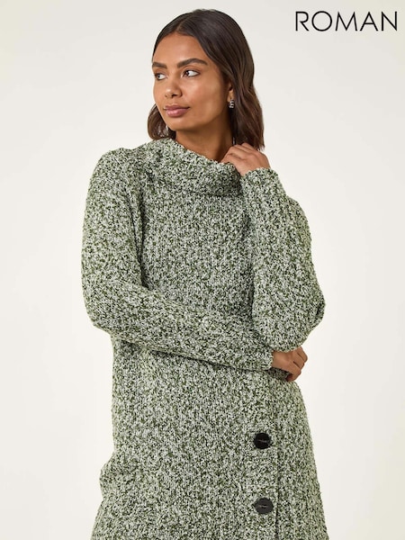 Roman Green Roll Neck Button Detail Jumper (V11146) | £48
