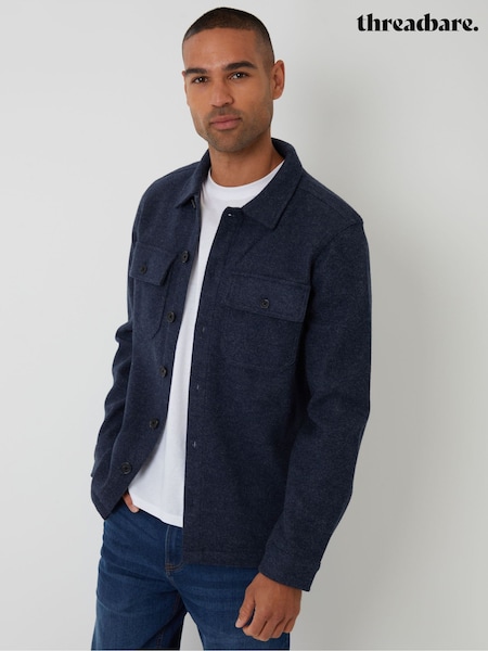 Threadbare Blue Faux Wool Button Up Shacket (V11245) | £36