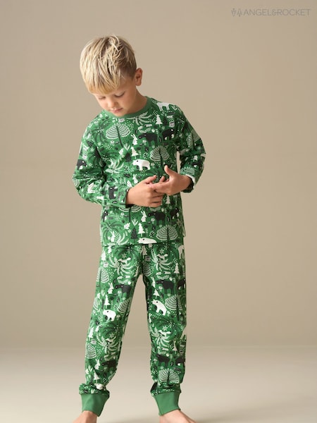 Angel & Rocket Green Amelia Scandi Print Pyjamas (V11305) | £22 - £26