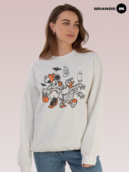 Brands In White Disney Minnie Mouse Sketch Halloween Sweat Top (V11379) | £36