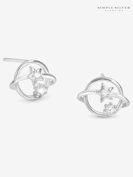 Simply Silver Sterling Silver 925 Cubic Zirconia Orb Stud Earrings (V11553) | £25