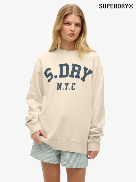 Superdry White Athletic Essentials Slouchy Crew Sweatshirt (V11566) | £45