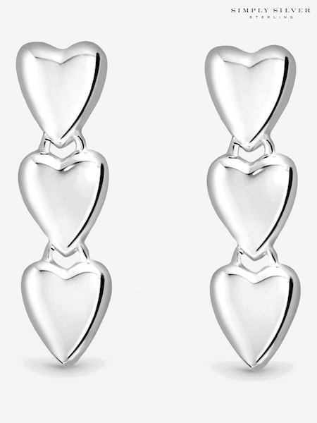 Simply Silver Silver Tone Polished Triple Heart Drop Earrings (V11567) | £35