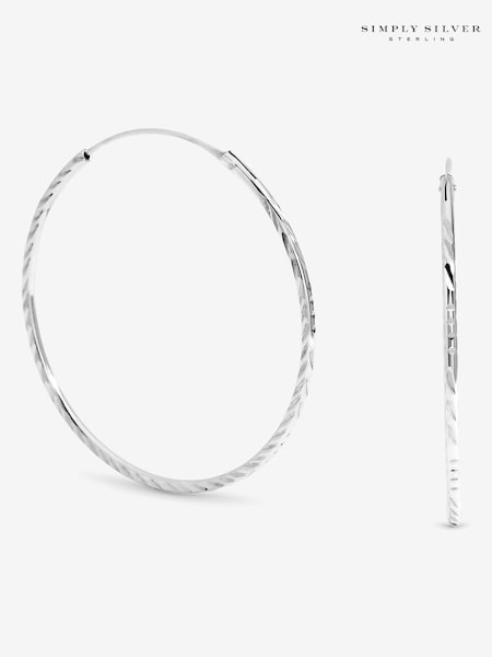 Simply Silver Silver Tone Polished Sleeper Hoop Earrings (V11594) | £30
