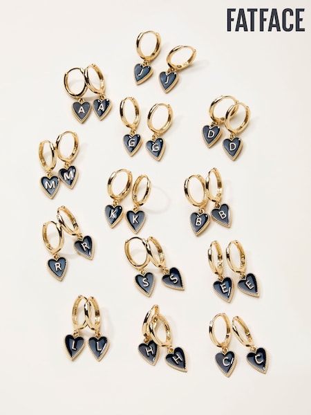FatFace Navy Alphabet Heart Earrings (V11622) | £0