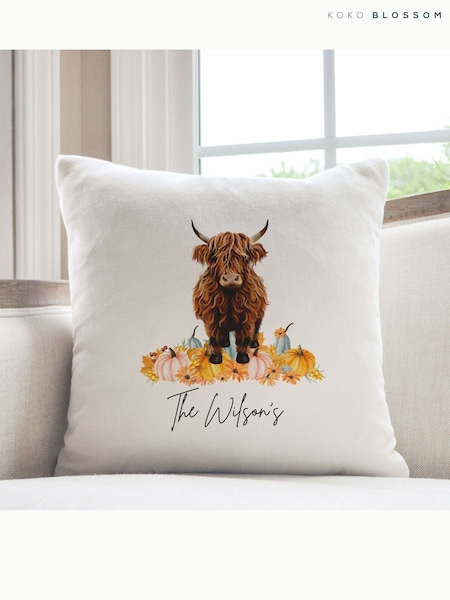 Personalised Halloween Highland Cow Cushion by Koko Blossom (V11828) | £30
