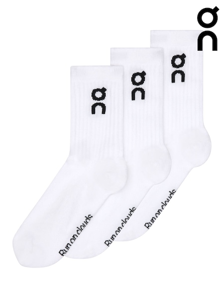 On White 3 Pack High Logo Socks (V11839) | £22