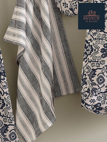 Bedeck of Belfast Set of 2 Charcoal Saja Stripe 100% Cotton Tea Towels (V11920) | £24
