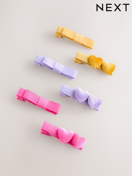 Gold/Purple/Pink Heart and Bow Clips 6 Pack (V11973) | £6